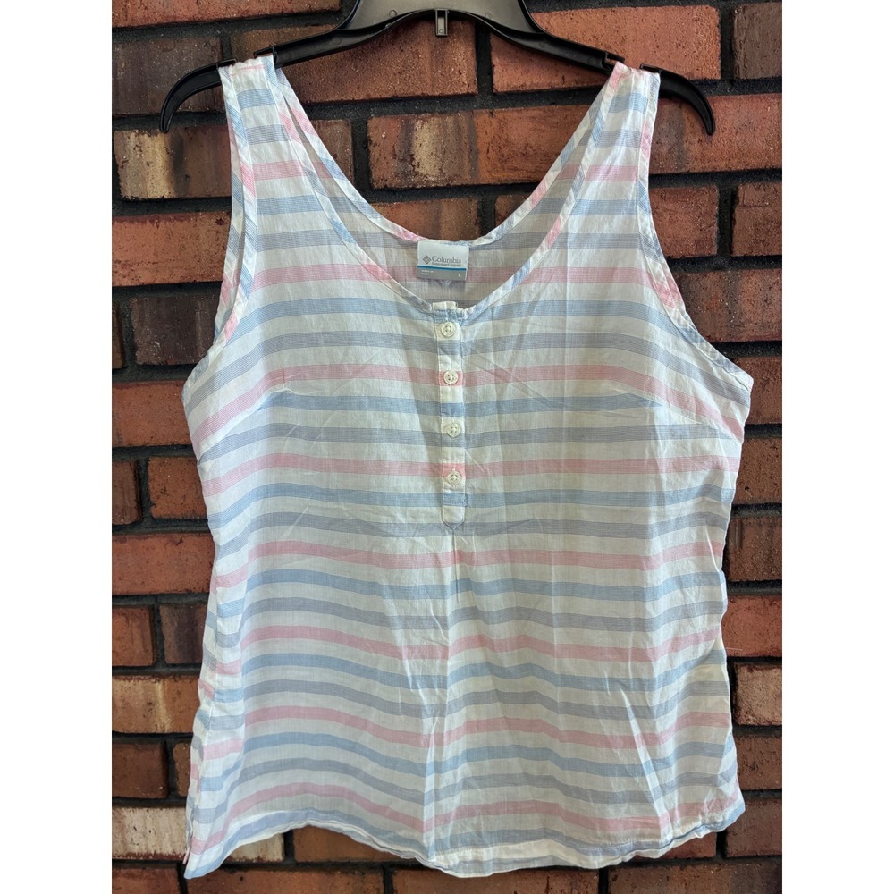 Columbia PFG Women's Blue Pink Striped Tank Top